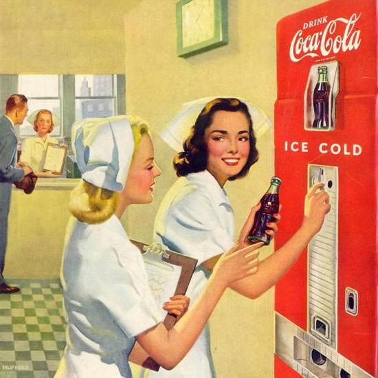 Detail Of Coca-Cola Hospital Nurses 1948 | Best of Vintage Ad Art 1891-1970