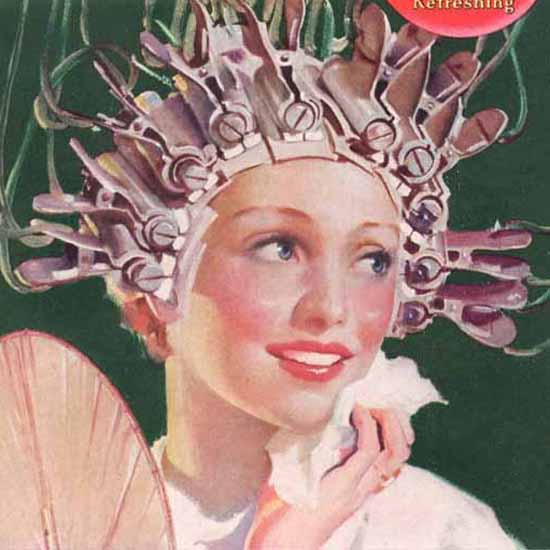 Detail Of Coca-Cola Hot Girl Hair Roller For The Pause | Best of Vintage Ad Art 1891-1970