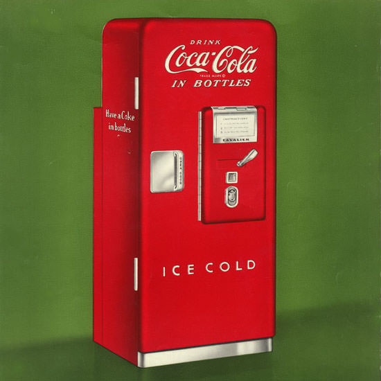 Detail Of Coca-Cola Ice Cold Refrigerator | Best of Vintage Ad Art 1891-1970