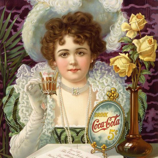 Detail Of Coca-Cola Lady Drink Coca-Cola 5 Cents Classic 1895 Hilda Clark | Best of 1891-1919 Ad and Cover Art