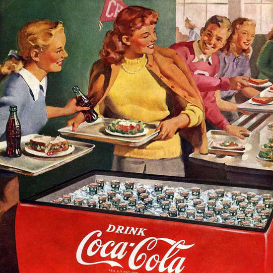 Detail Of Coca-Cola Lunch Refreshed Have A Coke | Best of Vintage Ad Art 1891-1970