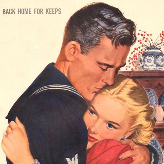 Detail Of Community Silverplate Back Home Keeps 1944 | Best of Vintage Ad Art 1891-1970