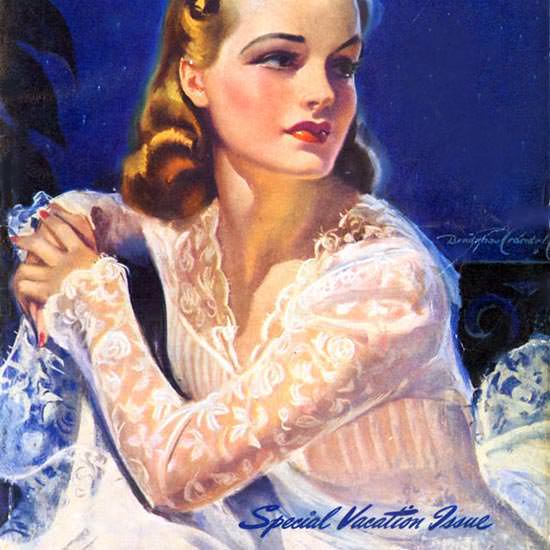 Detail Of Cosmopolitan Magazine Copyright 1940 Mary Roberts | Best of 1940s Ad and Cover Art