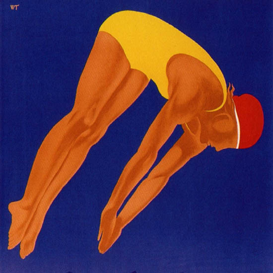 Detail Of Davos Strandbad Switzerland 1933 Willy Trapp | Best of Vintage Ad Art 1891-1970