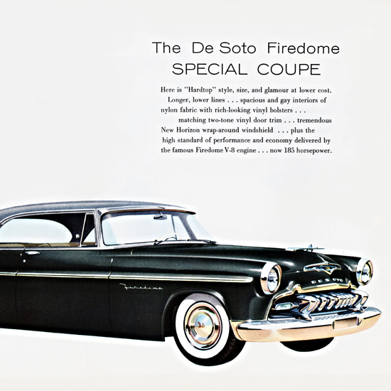 Detail Of DeSoto Firedome 185 HP Special Coupe 1955 | Best of Vintage Ad Art 1891-1970