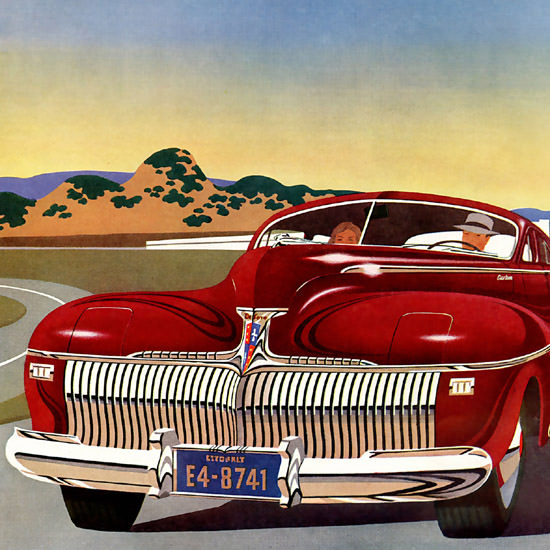 Detail Of DeSoto Smartest Fluid Drive Red 1942 | Best of Vintage Ad Art 1891-1970