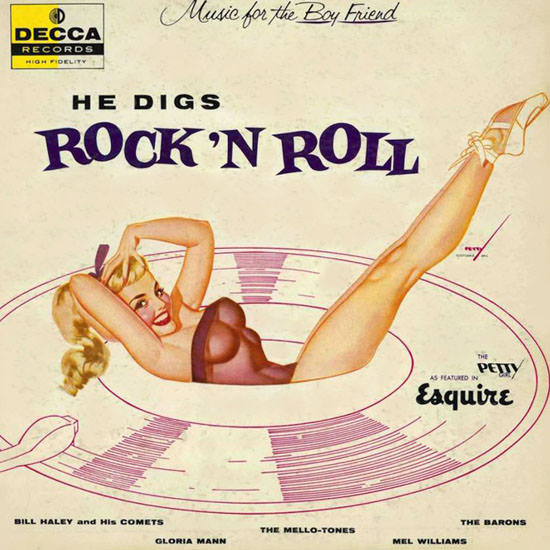 Detail Of Decca LP Cover He digs Rock N Roll George Petty 1956 | Best of 1950s Ad and Cover Art