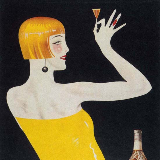 Detail Of Denis-Mounie Gold Leaf Weinbrand Austria | Best of Vintage Ad Art 1891-1970