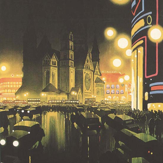 Detail Of Deutschland Berlin By Night Germany | Best of Vintage Ad Art 1891-1970