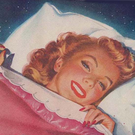 Detail Of Electronic Blanket Bed Girl | Best of Vintage Ad Art 1891-1970