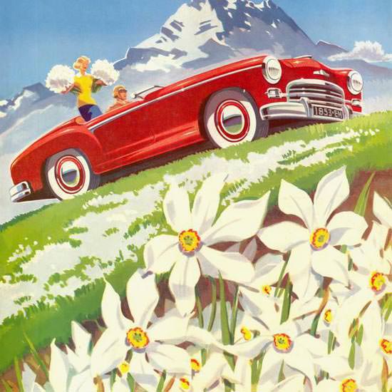 Detail Of Englebert Magazine 1953 In The Alps | Best of Vintage Ad Art 1891-1970