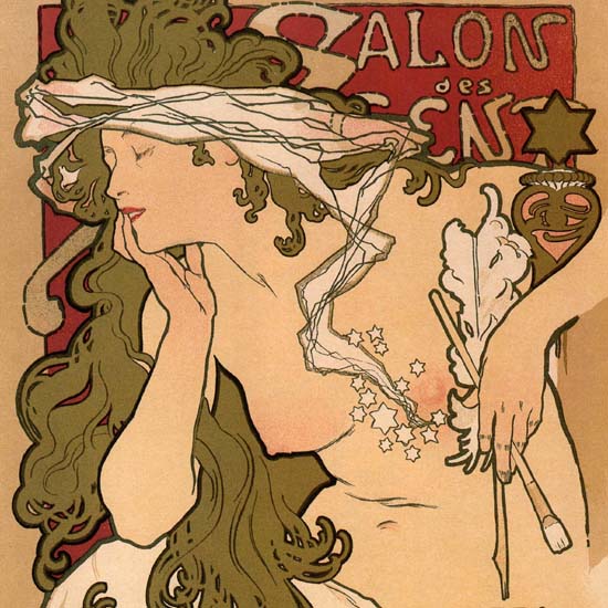 Detail Of Exposition Salon Des Cent 1896 Paris France | Best of Vintage Ad Art 1891-1970