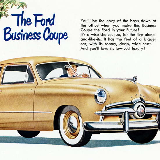 Detail Of Ford Business Coupe 1949 Sidewall Tires | Best of Vintage Ad Art 1891-1970