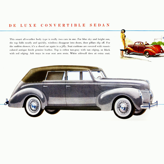 Detail Of Ford De Luxe Convertible Sedan 1939 B | Best of Vintage Ad Art 1891-1970