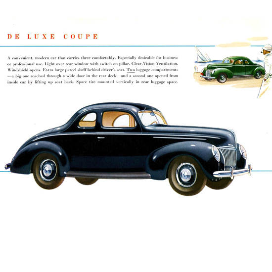 Detail Of Ford De Luxe Coupe 1939 Two Luggage B | Best of Vintage Ad Art 1891-1970