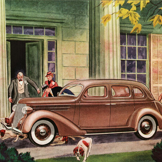 Detail Of Ford Fordor Touring Sedan 1936 | Best of 1930s Ad and Cover Art