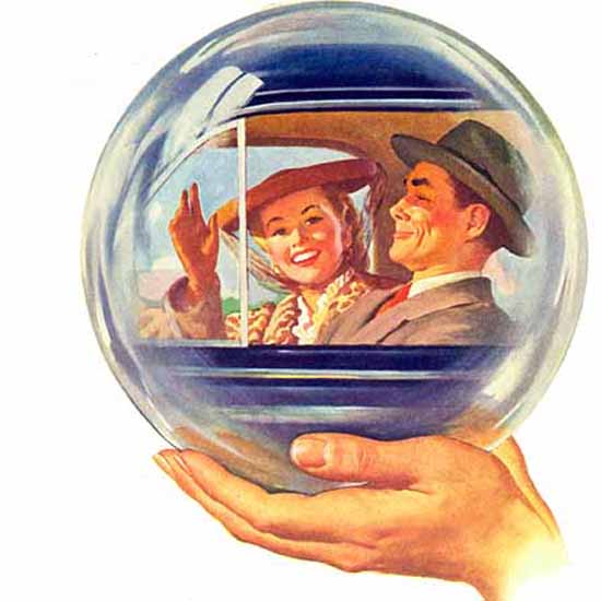 Detail Of Ford In Your Future Crystal Ball Couple 1945 | Best of Vintage Ad Art 1891-1970