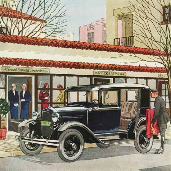 Detail Of Ford Model A De Luxe Sedan 1931 | Best of Vintage Ad Art 1891-1970