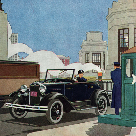 Detail Of Ford Roadster 1931 The Arm Of The Law | Best of Vintage Ad Art 1891-1970