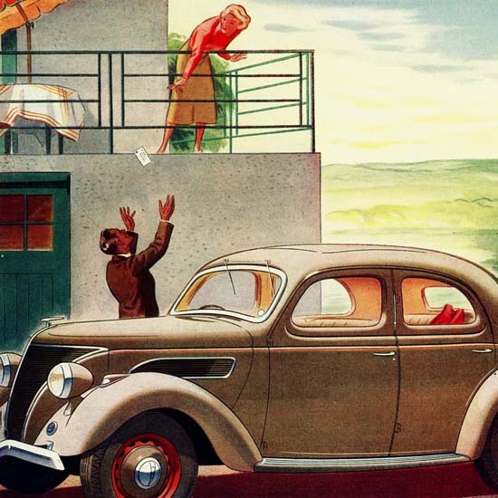 Detail Of Ford V8 22 Saloon DeLuxe UK 1938 | Best of 1930s Ad and Cover Art