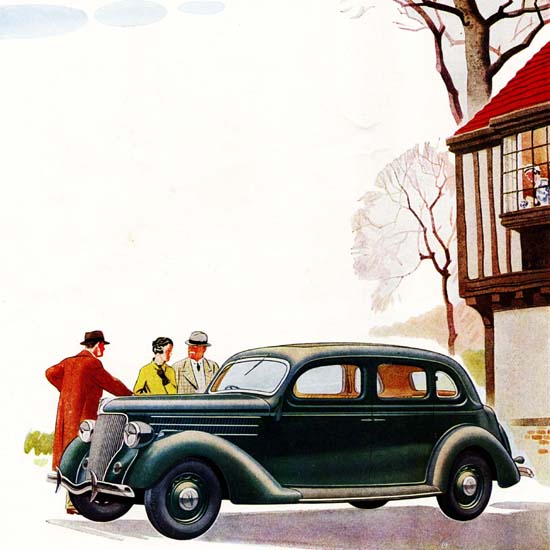 Detail Of Ford V8 Touring Saloon Double Entrance UK 1936 | Best of Vintage Ad Art 1891-1970