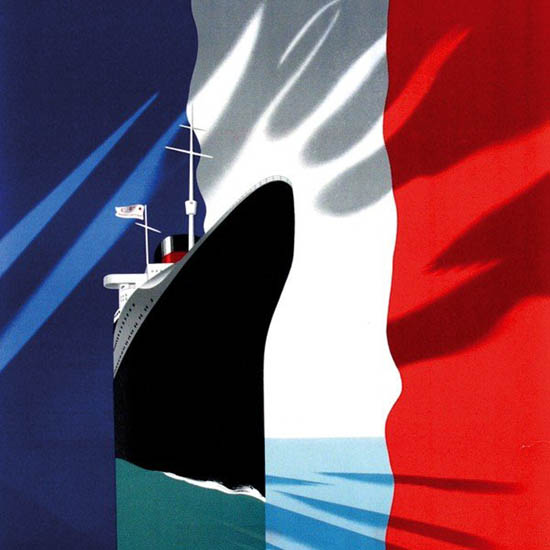 Detail Of French Line Atlantique Mediterranee 1937 | Best of 1930s Ad and Cover Art