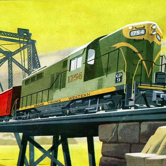 Detail Of GM Electro LocoMotive 1954 G Trunk Western | Best of Vintage Ad Art 1891-1970