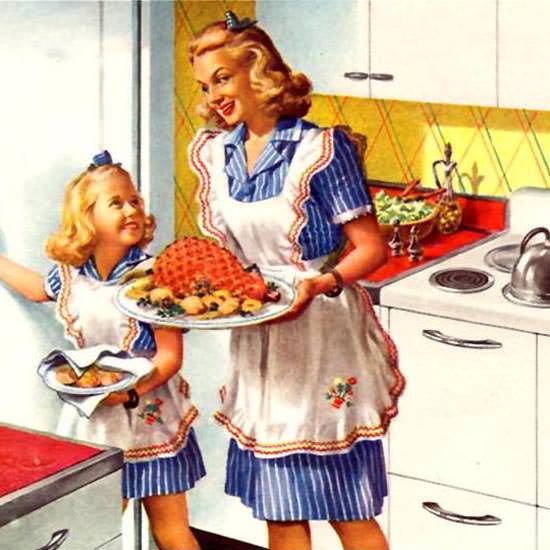 Detail Of General Electric Ranges Speed Cooking 1945 | Best of 1940s Ad and Cover Art