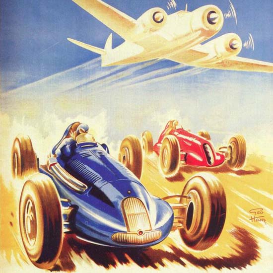 Detail Of Grand Prix Automobile D Aviation Nimes 1947 | Best of Vintage Ad Art 1891-1970