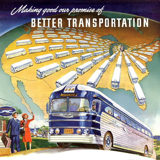 Detail Of Greyhound Better Transportation 1947 | Best of 1940s Ad and Cover Art