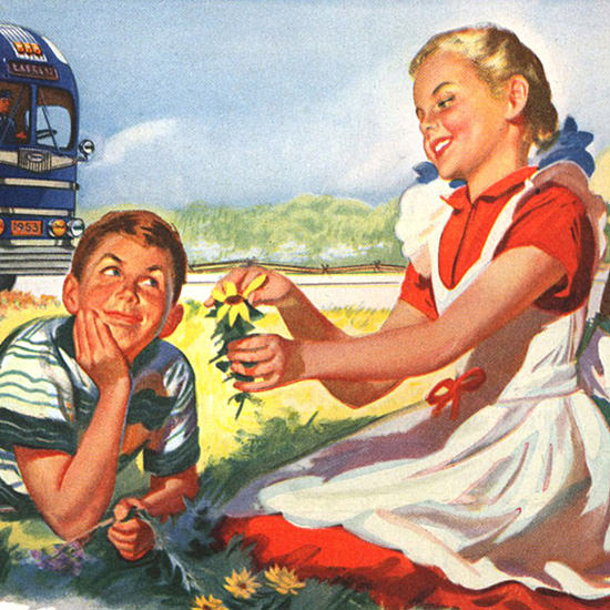 Detail Of Greyhound Spring Kids 1953 | Best of 1950s Ad and Cover Art