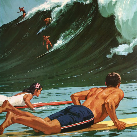 Detail Of Hawaii Surfing Girl 1950s | Best of Vintage Ad Art 1891-1970