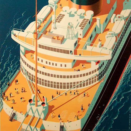 Detail Of Holland-America Line SS Nieuw Amsterdam 1954 | Best of 1950s Ad and Cover Art