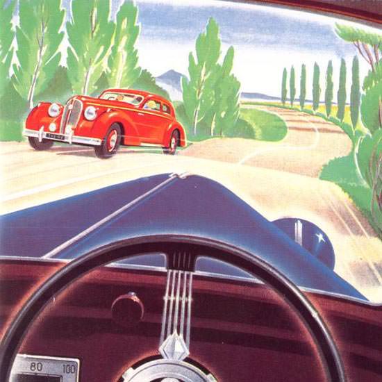 Detail Of Hotchkiss Route Est Plus Belle Volant D Une 1947 | Best of 1940s Ad and Cover Art