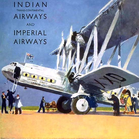 Detail Of Indian Airways Trans-Continental Europe India | Best of Vintage Ad Art 1891-1970