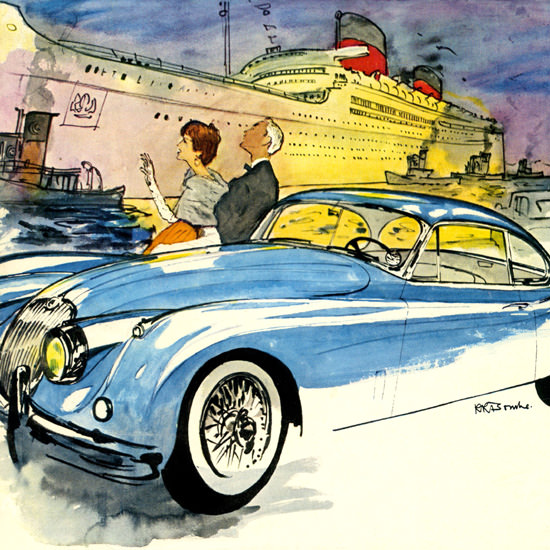 Detail Of Jaguar XK-150 Gran Turismo Coupe 1957 | Best of Vintage Ad Art 1891-1970