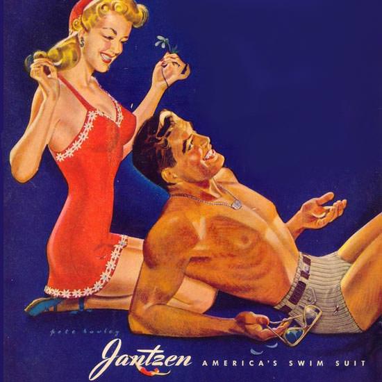 Detail Of Jantzen Swim Suits Couple To Remember 1943 | Best of 1940s Ad and Cover Art