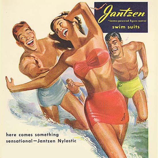 Detail Of Jantzen Swim Suits Something Sensational | Best of Vintage Ad Art 1891-1970