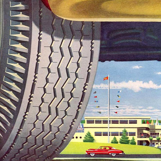 Detail Of Kelly Springfield Tires 1951 Harbor | Best of Vintage Ad Art 1891-1970