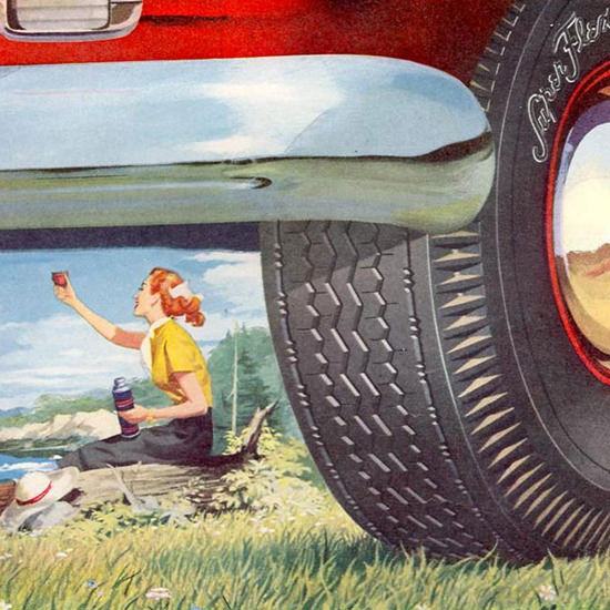 Detail Of Kelly Springfield Tires 1951 In The Mountains | Best of Vintage Ad Art 1891-1970