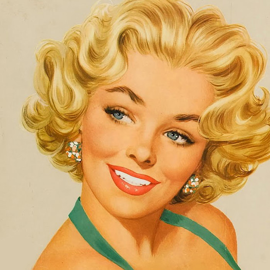 Detail Of Kool Blonde Girl Cigarettes Mild Menthol 1950s B | Best of Vintage Ad Art 1891-1970