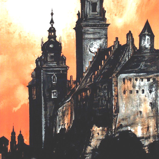 Detail Of Krakow Poland 1930s Stefan Norblin | Best of Vintage Ad Art 1891-1970