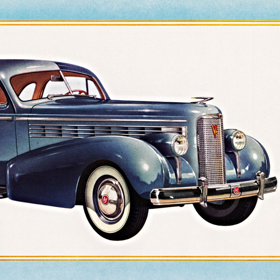 Detail Of LaSalle Two Passenger Coupe 1938 Blue | Best of 1930s Ad and Cover Art