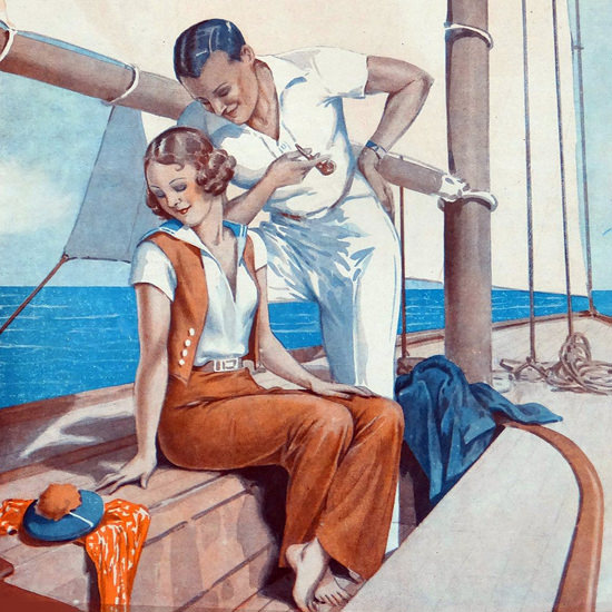 Detail Of Le Sourire 1932 La Marine Georges Leonnec | Best of Vintage Ad Art 1891-1970