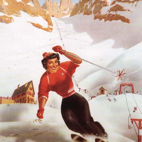 Detail Of Limone Piemonte Skiing Italy Italia | Best of Vintage Ad Art 1891-1970