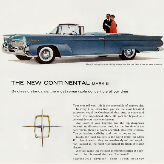 Detail Of Lincoln Continental Mark III Convertible 1958 | Best of Vintage Ad Art 1891-1970