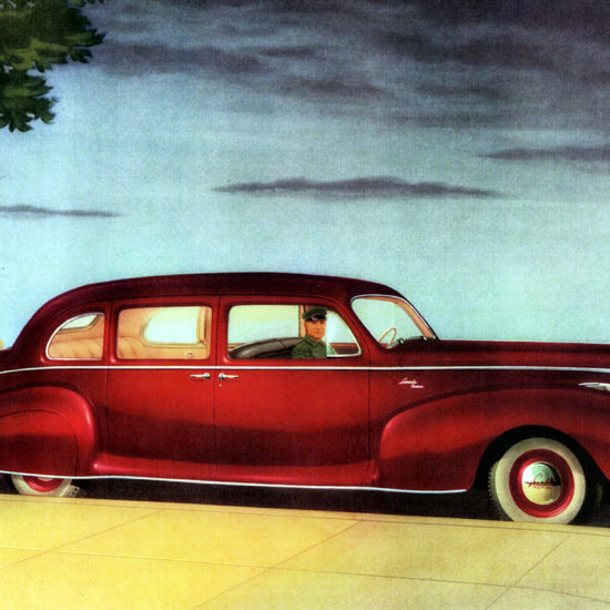 Detail Of Lincoln Custom Limousine 1941 Red | Best of Vintage Ad Art 1891-1970