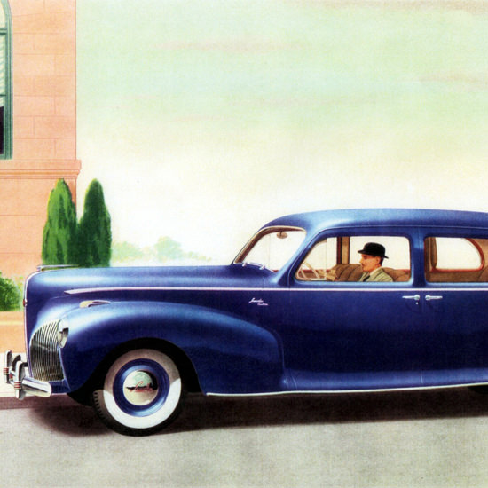 Detail Of Lincoln Custom Sedan 1941 Blue | Best of Vintage Ad Art 1891-1970