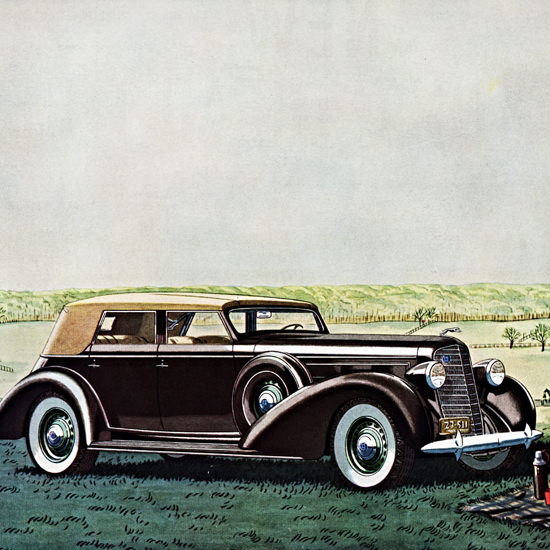 Detail Of Lincoln LeBaron Convertible 1936 Maryland Hunt | Best of Vintage Ad Art 1891-1970