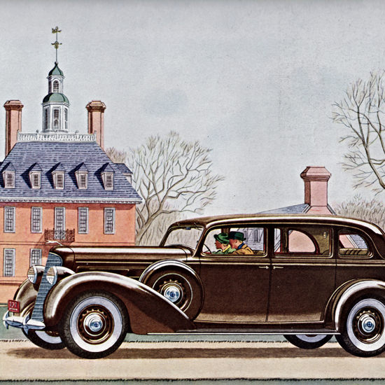 Detail Of Lincoln Sedan 1936 At Williamsburg Virginia | Best of 1930s Ad and Cover Art